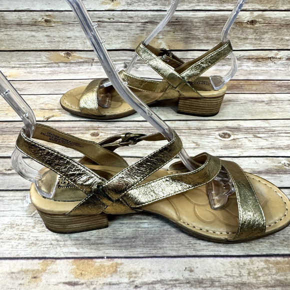 Born Womens Leather Strappy Stacked Block Heel Open Toe Sandals 9M - Picture 5 of 9